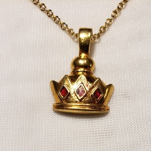 Vintage Gold Plated Crown Necklace